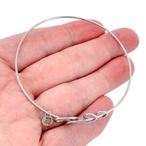 Vintage Sterling Silver 925 Infinity Bangle Bracelet | Adjustable Wire | 8.25"